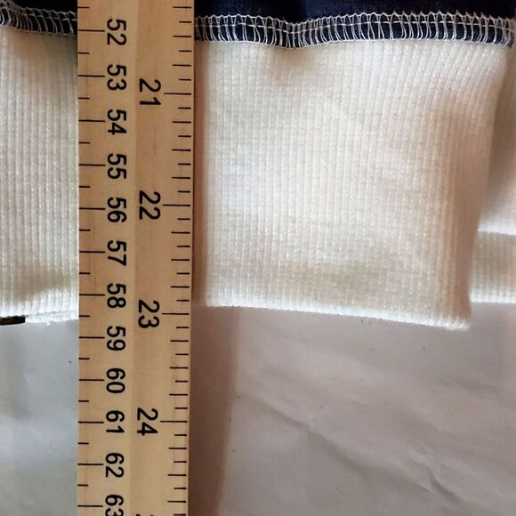 Tribal Nautical Cotton Cardigan Jacket P/S Navy White Zippered Pockets - Picture 8 of 9